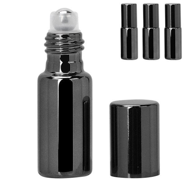 3 st professionella parfymflaskor i glas, bärbara eteriska oljor, roll-on-flaskor, set om 5 ml, svart
