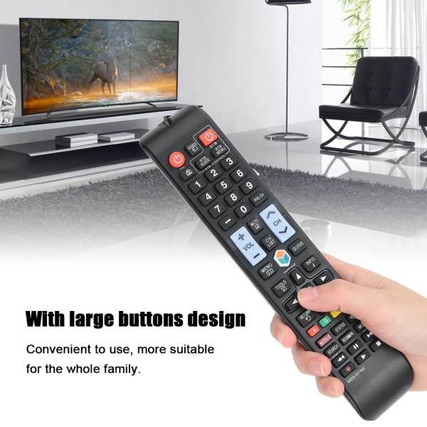 2 STK Multifunksjons TV-fjernkontroll med store knapper for Samsung A59-00784C TV