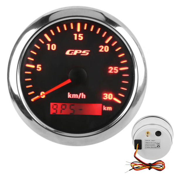 85mm merenkulkualan automaattinen GPS-nopeusmittari Yleinen nopeusmittari 9-32V 7-värisellä taustavalolla autoon, veneeseen, matkailuautoon, jahtiin, musta