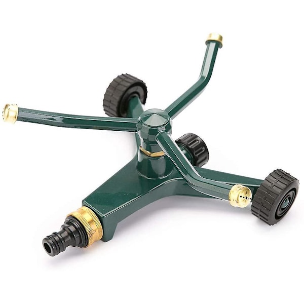 Tre-armet metal sprinkler med base på hjul