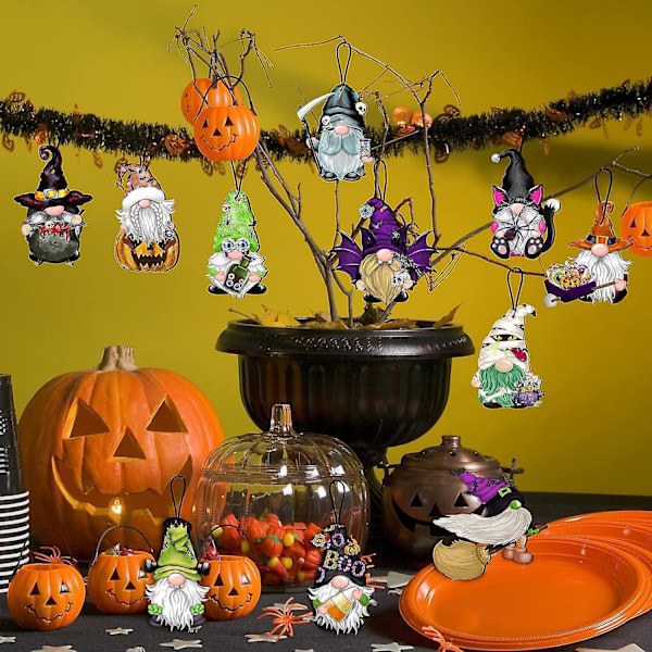 Halloween Trepynt Pynt i Tre - Skummel Tre-Skive Etikett for Klasserom og Hjemmefester