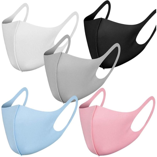 5-Pack åndbare og holdbare genanvendelige ansigtsmasker med ørestropper til daglig offentlig brug