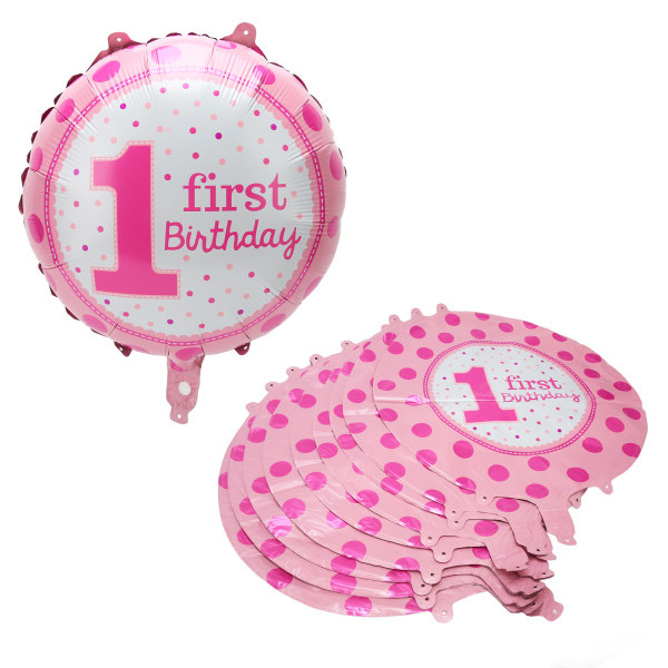 50 kpl 18in 1. kierroksen syntymäpäiväpallo, vaaleanpunainen uudelleenkäytettävä turvallinen baby shower ilmapallo syntymäpäiväjuhliin