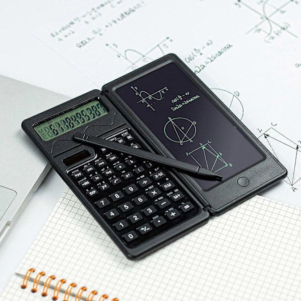 12-cifret standardfunktion skrivebordslommeregner, med 6\" sletbar LCD-skrivetablet, solcelledrevet, dobbelt batteridrevet, til kontor, hjem, skole