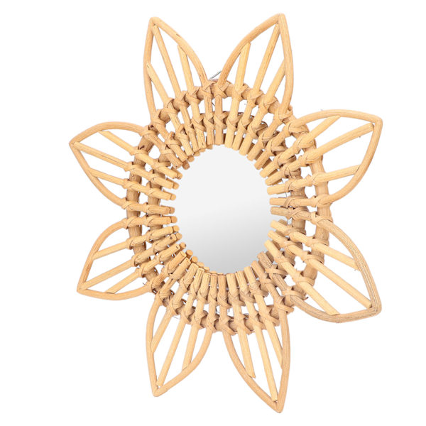 Rattan Innovativ Kunst Dekorasjon Sminke Speil Retro Dressing Bad Vegg Hengende SpeilBlomst