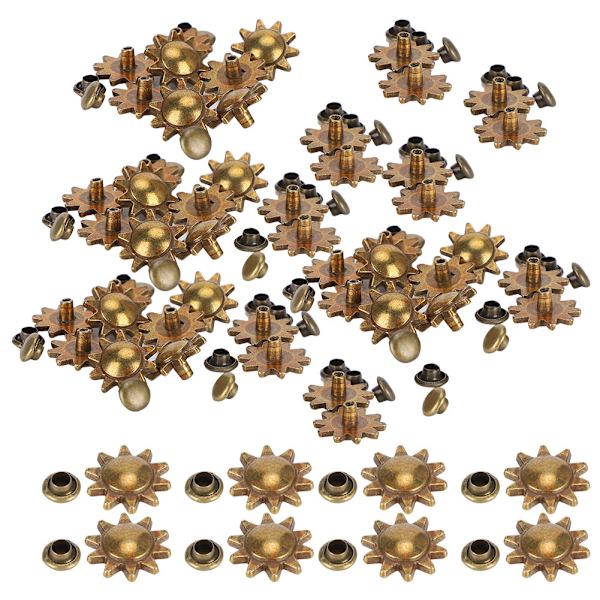 100 st solrosformade nitar kläder skor väska DIY dekoration nitar tillbehör (brons)