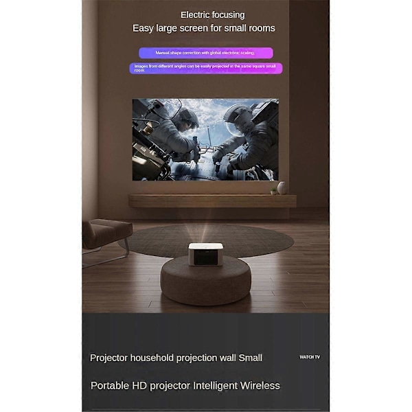 Elektrisk Fokus Projektor Android9.0 HD Native 720P 4K Støttet WIFI