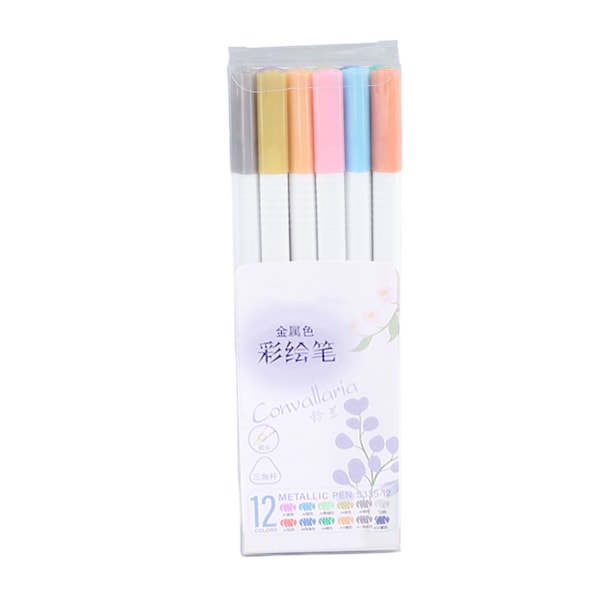 Metallic Maling Penne 12 Farver Blød Pen Tip Multifunktion Maling Marker Penne til Studerende Notering