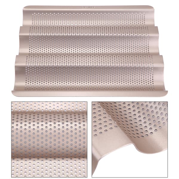 10 tommer franskbrødform Baguette bageplade Perforeret 3-slids non-stick bageform