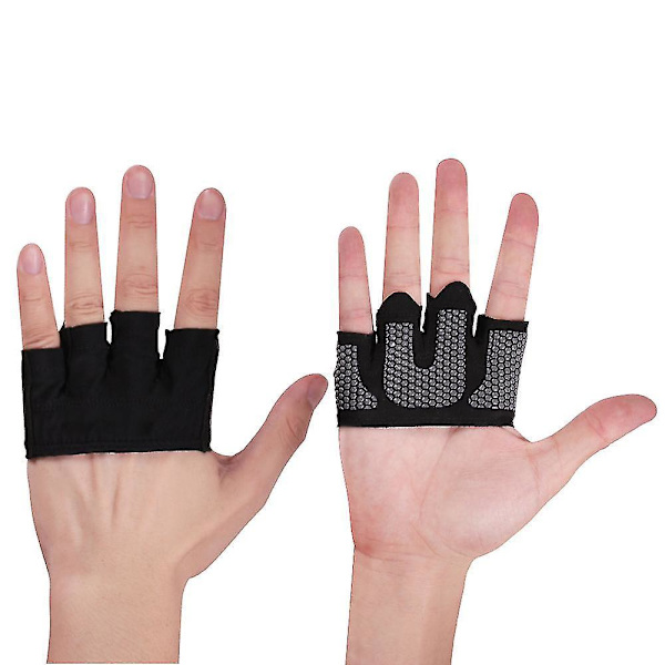 Sklisikre halvfinger treningshansker for trening, vektløfting, sport - Palm Protector (grå, stor)