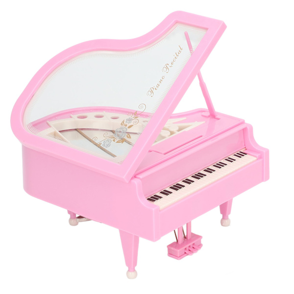 Vaaleanpunainen pianon soittorasia, pieni ballerina-tyttö tanssii, emuloiva pianoforten soittorasia, syntymäpäivälahja tytölle