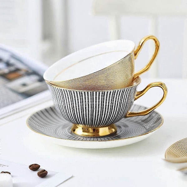 Keramisk Kaffekop, Keramisk Tekop, Moderne Engelsk Stil Kort Eftermiddagste Kaffekop Underkop Sæt Benporcelæn Delikat Gylden Tazas Tasse Cafe