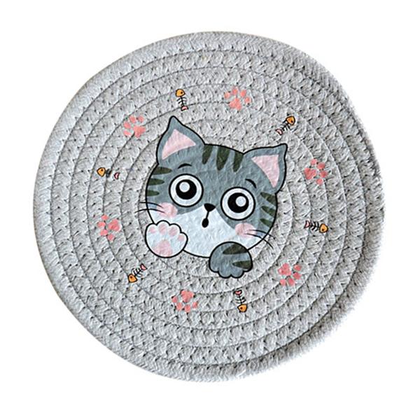 18 cm husholdningsbord varmeisolerende gryteunderlag rund plate varmeisolerende matte varmeisolerende plate matte lysegrå katt