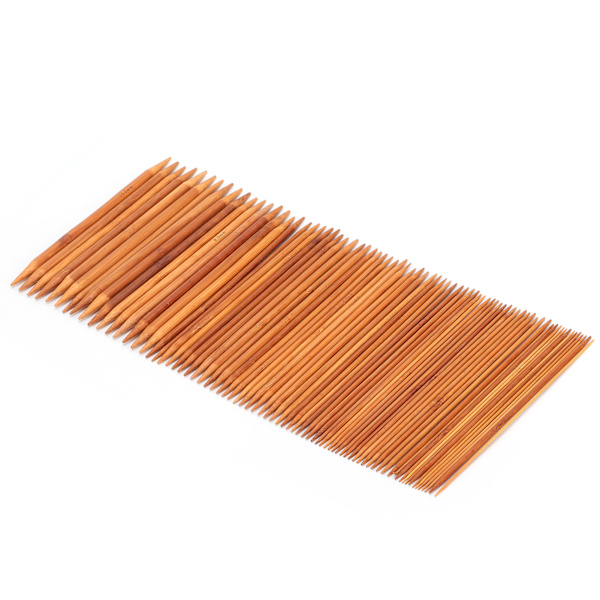 75 st dubbelspetsiga stickor 20 cm/7,8 tum kolsyrade bambustickor set 15 storlekar