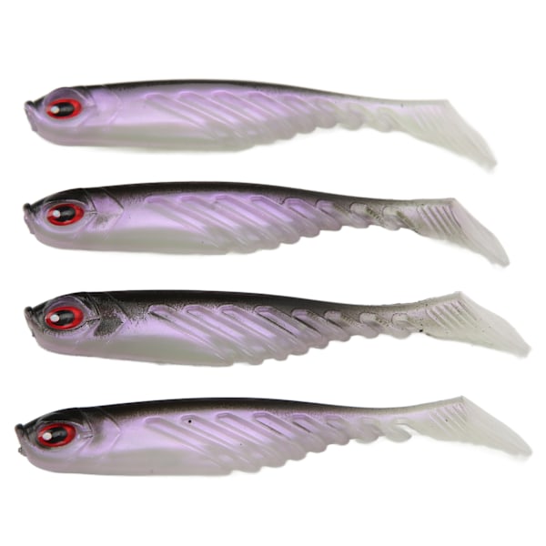 4PCS AR48 75mm/3.2g T Svans Mjuk Bete Dubbla Färger Konstgjorda Fiskebeten Wobbler TackleBlå Pärla Svart Rygg