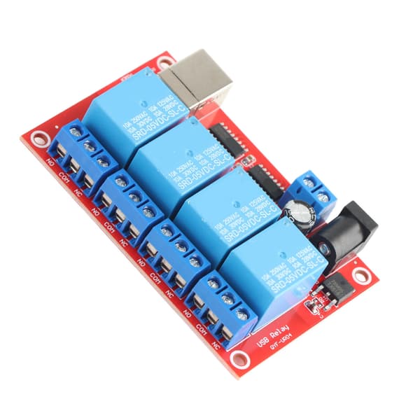 4-kanals relæmodul USB-drevfri DC-relækort computerstyring PLC-kort 3 driftstilstande 5V