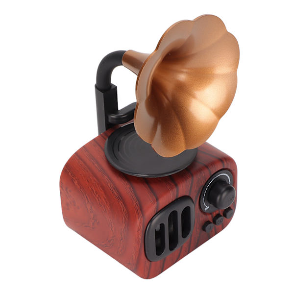 Retro Bluetooth-kaiutin Trumpet Flower Professional Strong Bass Portable Wood Style Stereo-kaiutin kotiinTumma puun väri