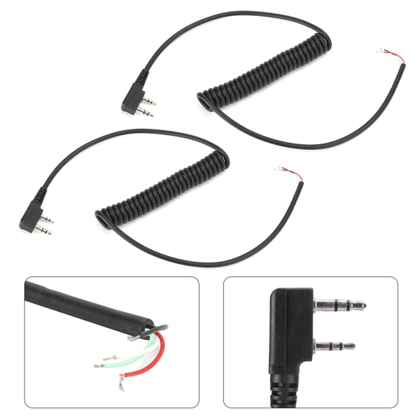 2st 2 stift 4 trådar högtalare mikrofonkabel tillbehör för Baofeng UV5R för Kenwood TK370