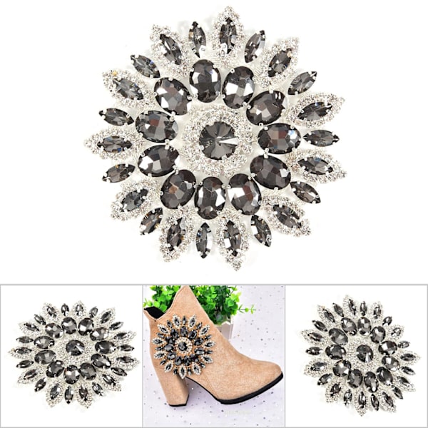 Kristallglas Rhinestones Dekoration DIY Kläder Tillbehör (Transparent grå Silver Base)