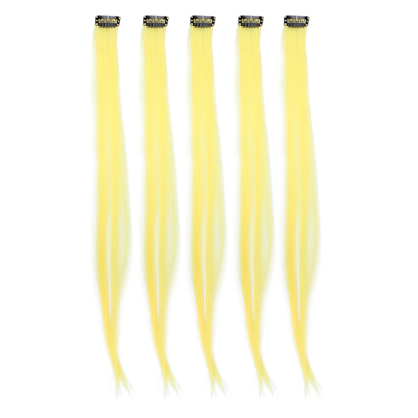 5 stk rett hårstykke klips lys farge 21,65 tommer hårforlengelse hårpynt for Cosplay PartyYellow