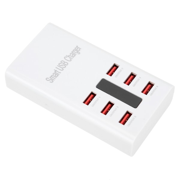 100-240V 6-port multi USB hurtigoplader station til mobiltelefoner med 30W EU-stik