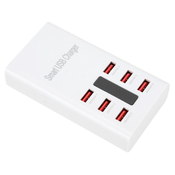100-240V 6-portars snabbladdare för flera USB-enheter, laddningsstation för mobiltelefoner, 30 W EU-kontakt