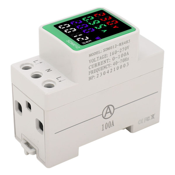 LED Digital Färgdisplay Elektricitetsmätare Enfas AC Ström Spänning Frekvens Effektfaktor Mätare AC230V 0-100A RS485 Typ