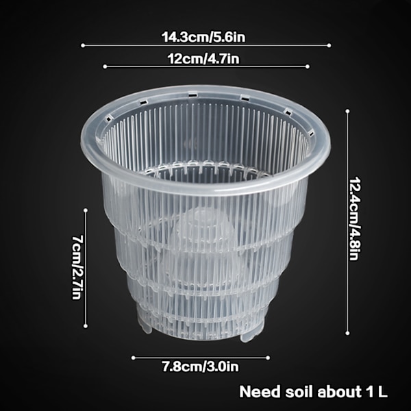Läpinäkyvä hengittävä orkidearuukku 12 cm ilmapylväällä 12cm