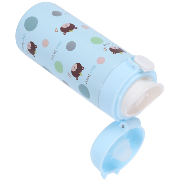 Cartoon Animal Vattenkopp 304 Rostfritt Stål Originalitet Studsa Knapp Mugg för KvinnligBlå 350‑500ml