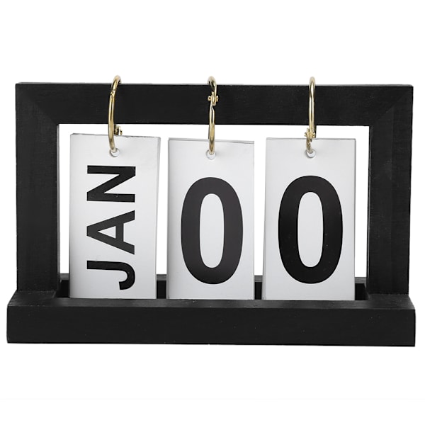 Träkalender Svart Retro Sida Vändning Enkla Hem Studie Rum Skrivbord Dekorationer