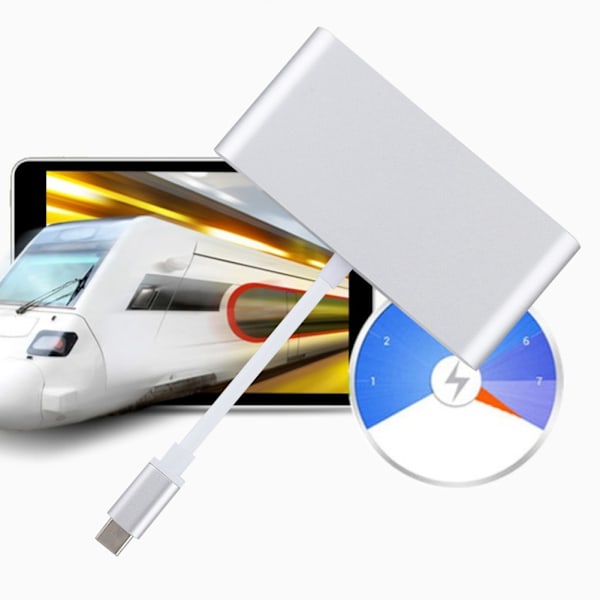 4-i-1 Multifunktion TypE C till USB3.0+RJ45+HDMI+PD Konverter 4K Video Adapter Hub