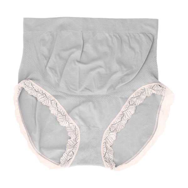 Maternity Panties Høy Midje Pustende Blonder Sømløs Maternity Undertøy for Kvinner 12K Grå XL