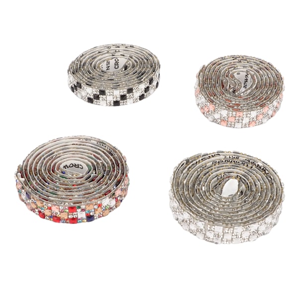 4 st Rhinestone Band 1,2 cm bredd 1 meter längd Mode Utsökt Självhäftande Rhinestone Tejp för DIY Skor Kläder