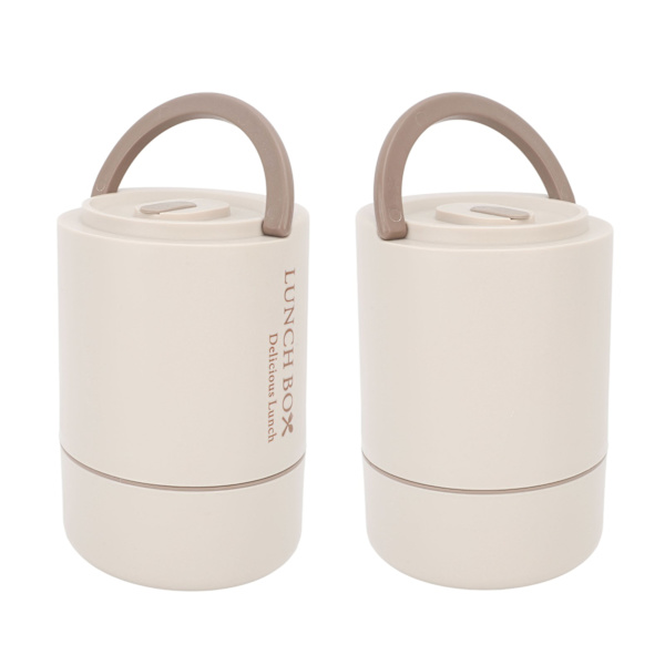 Eristetty lounasrasia, monikerroksinen 304 ruostumaton teräs, turvallinen, kestävä, kannettava termoeristetty lounasrasia kouluun, toimistoon, beige