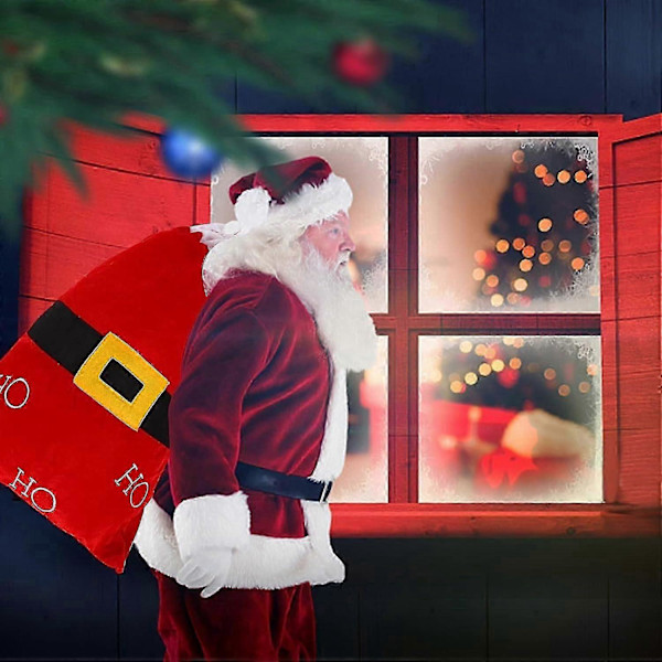 Julemandssæk Oversized Julemandsbælte Snøresæk Rød Julemand Snøresæk Stofpose Jule Personlig Julemandssæk Snøre Gavepose Til Ch