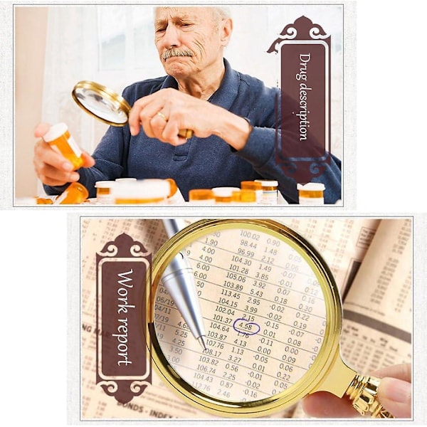 Högdefinitions bärbar förstoringsglas med metallristat ram och guldfinish