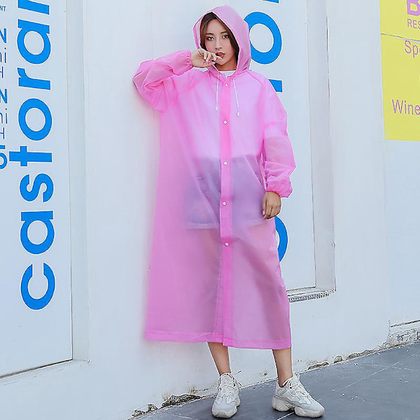 Bærbar Alt-i-Én Regnjakke Mænd og Kvinder Fortykket Udendørs Poncho Regnfrakke 2 stk. 68*112CM blå+pink