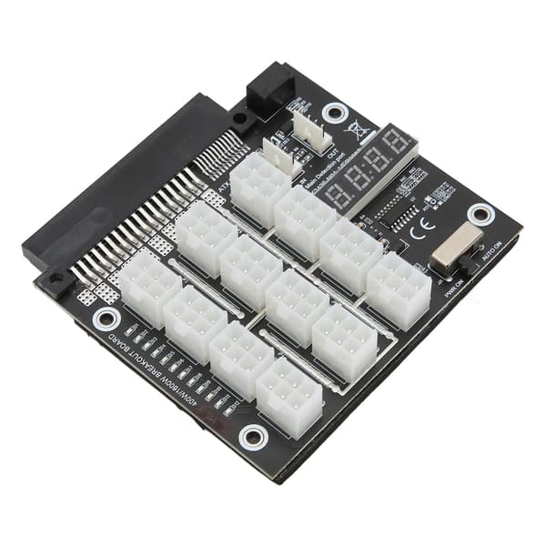 Mining PSU strømforsyningskort 12 PCIe-porte 6Pin 12 Amp/2400 Watt LED voltmeter display GPU Mining Board til Dell
