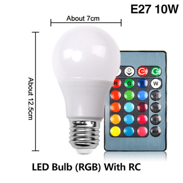 10 W RGB LED-lamppu IR-kaukosäätimellä AC85-265V LED-värinvaihtolamppu kotibileisiin