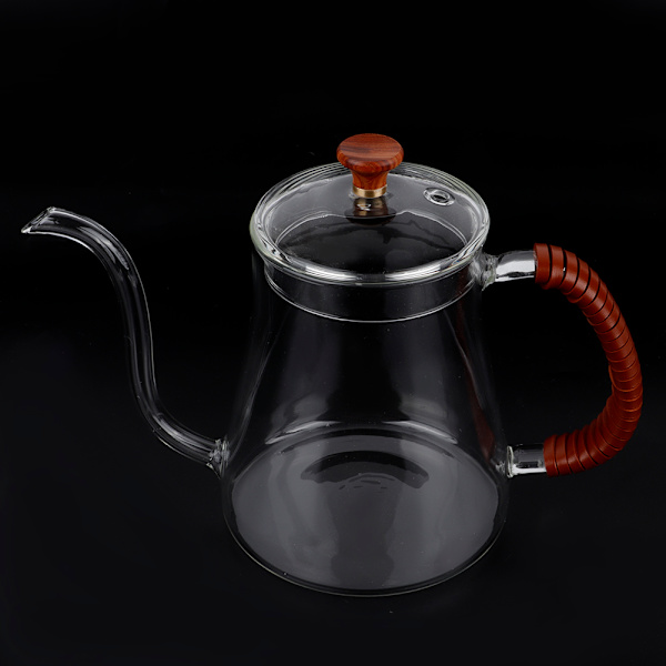Tjockväggig glas gåshals vattenkokare tekanna över häll kaffe dropp 600ML