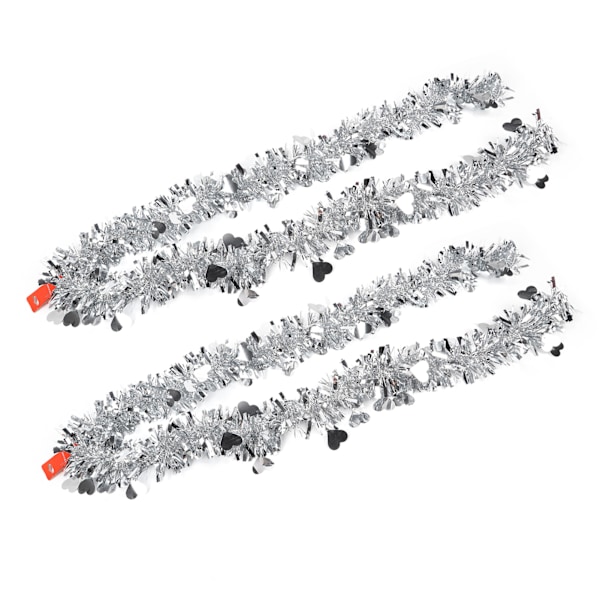 2-pack hängande banderoll med hjärtformad dekoration för födelsedag, bröllop och festtillbehör, silver