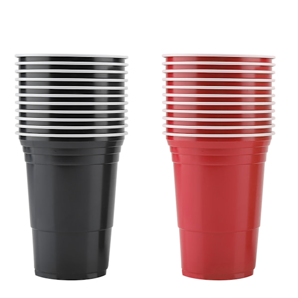 Beer Pong Set Beer Pong Drickspel Set Beer Pong Cups 22 Cups 4 PingPong Bollar Röd Svart