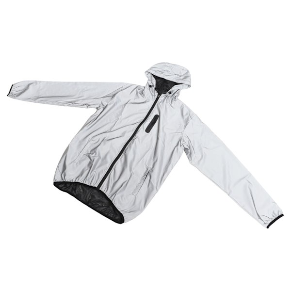 Cykel Full Reflective Coat Full Reflective Vattenavvisande Huvtröja Vindjacka för Utomhus Sportälskare M