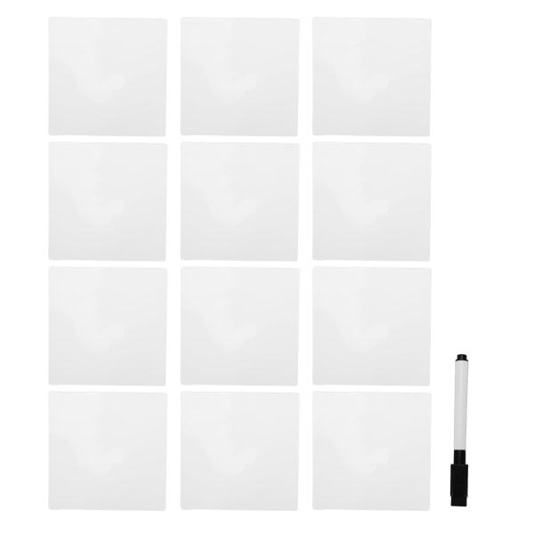 Dry Erase Stick Notes - 12 Pack - Whiteboard-klistremerke for kjøleskap, speil og skrivebord - Gjenbrukbar og vaskbar - Inkluderer tusj - 4x4 tommer