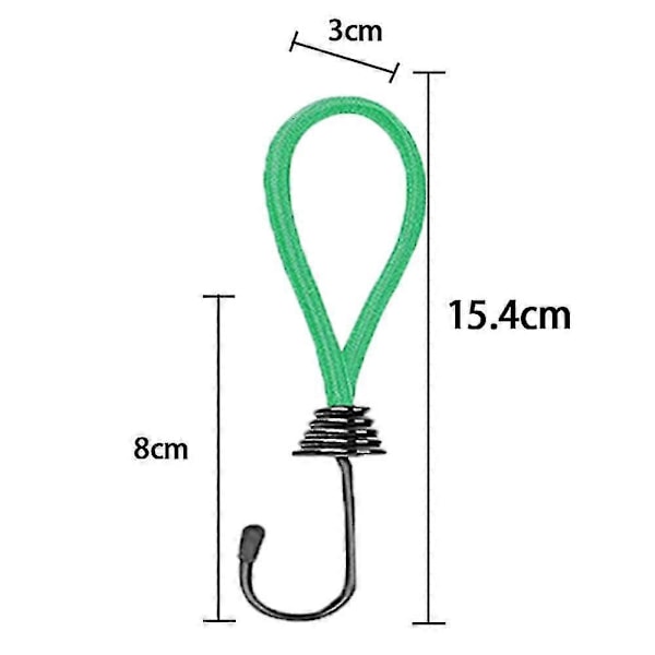 20 st Elastisk snodd med krok, elastisk gummistropp för presenningar, tält, trådhyllor, grön ZD HU