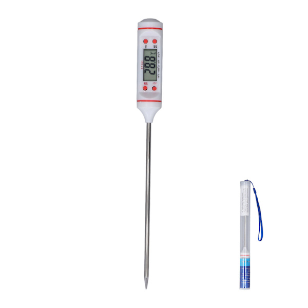 Digital kötttermometer med lång sond omedelbar avläsning mattermometer med stor display för kök matlagning grillning vit