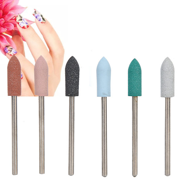6 stk Nail Art Slipehode Fjerning av død hud Nagelbor Sliping Poleringshodesett#12