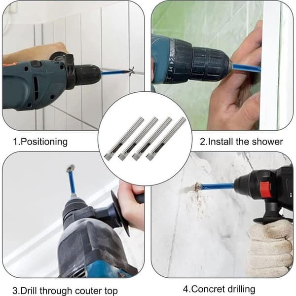 Sæt med 12 6 mm diamantborebits til glashulsave, diamantspidsede borebits til keramik, fliser, porcelæn, marmor, granit