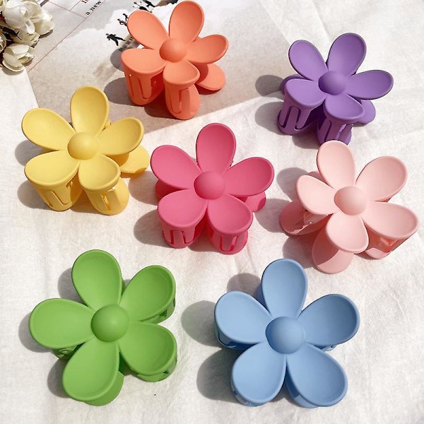 Flower Claw Clips - Set of 12, Matte Finish, Non-Slip, Strong Hold Hair Accessories for Women and Girls