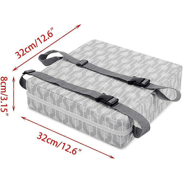 Baby Småbarn Barn Spedbarn Demonterbar Justerbar Vaskbar Booster Sete med Stropper Spisestolputer Stol Økende Pute Reiseoppbevaring (Grå